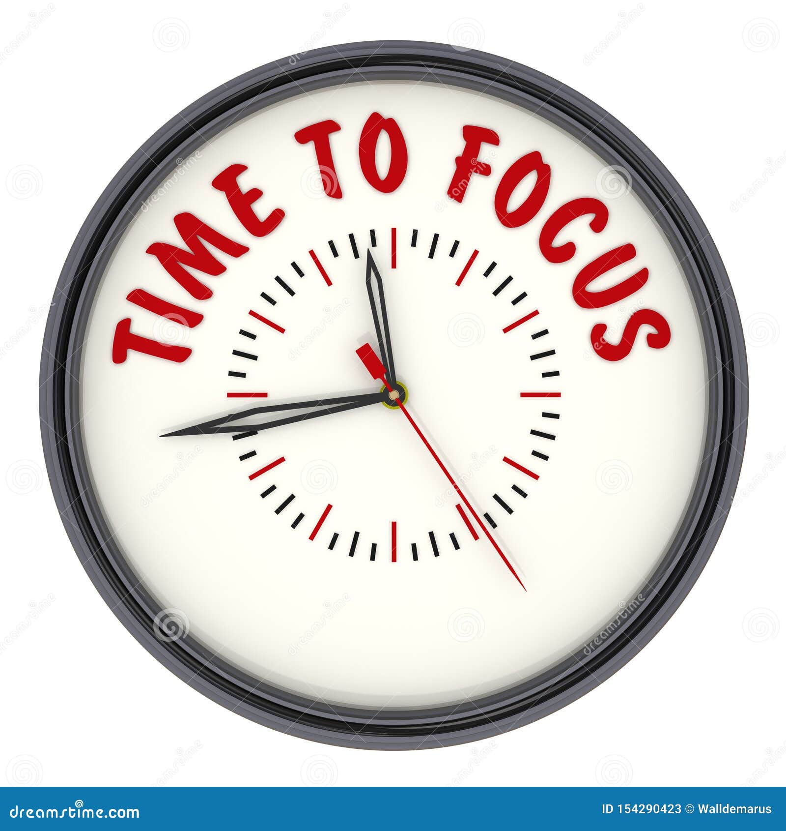 Time To Focus Clock With Text Stock Illustration Illustration Of