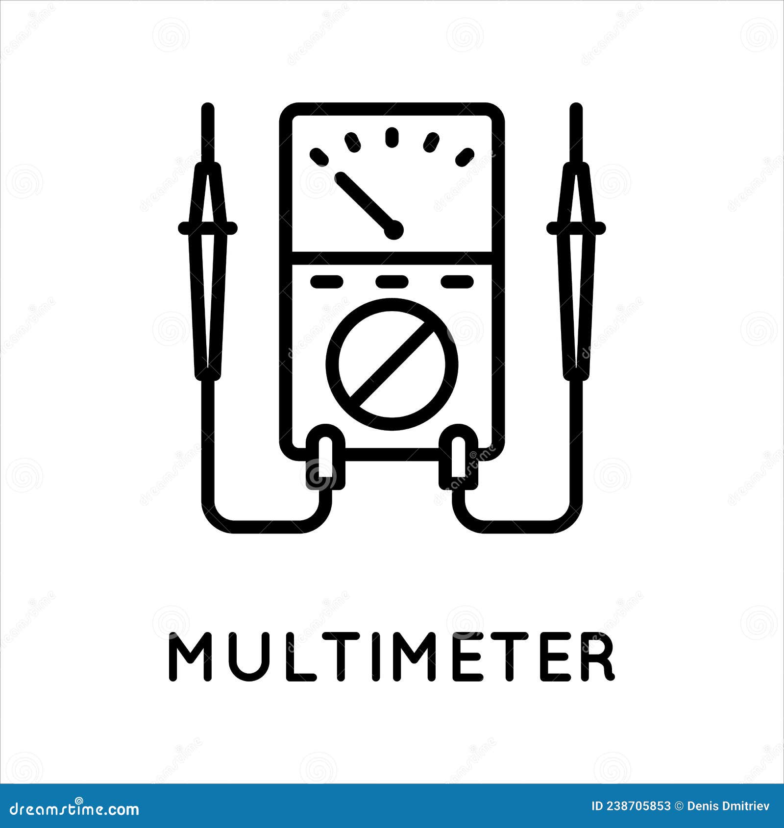 analog multimeter line icon, tester, measuring instrument in simple style  on white background. measurement of