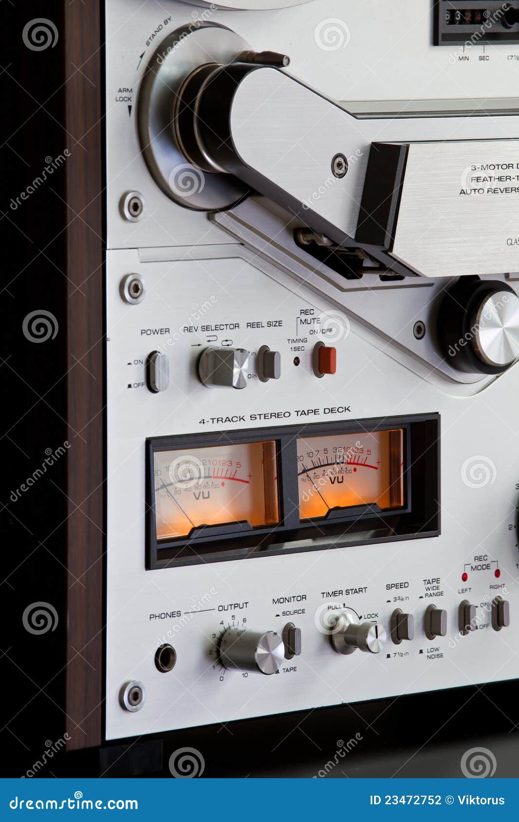 Analog Stereo Open Reel Tape Deck Recorder Stock Photo - Image of level,  control: 23472752