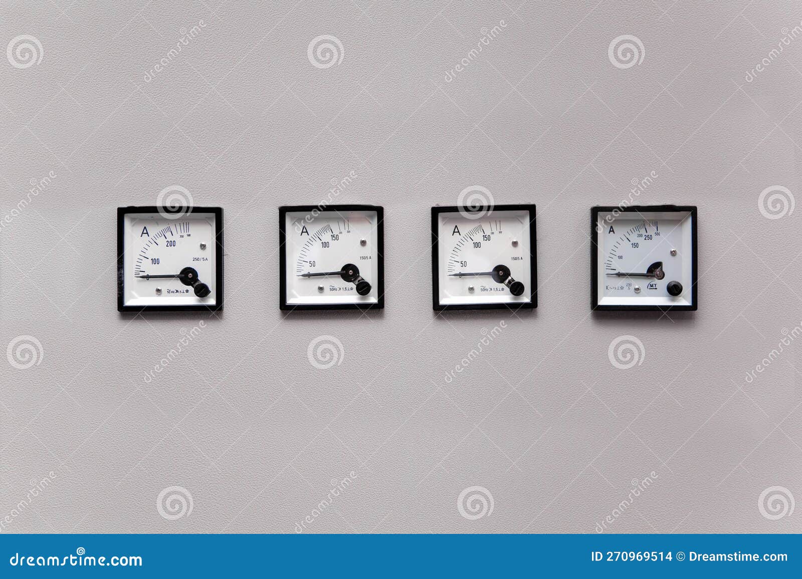 Analog Voltmeter, Amp Meter and Signal Lamp on Control Panel of Power