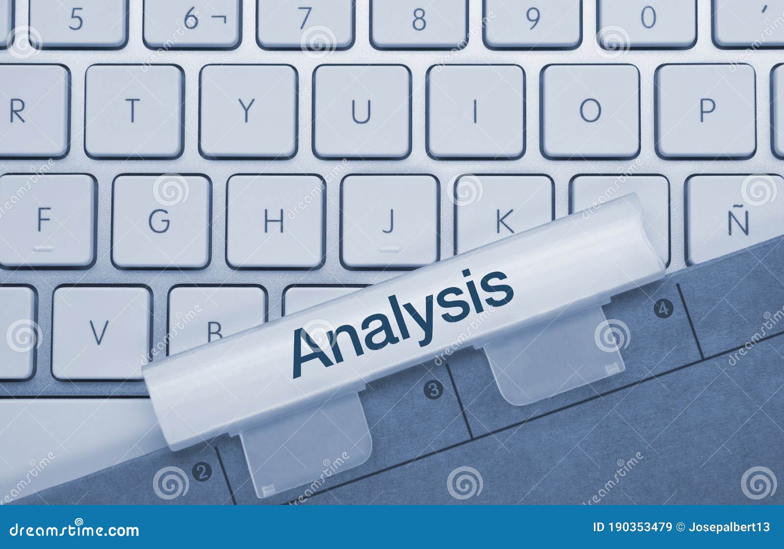 analysis - inscription on blue keyboard key