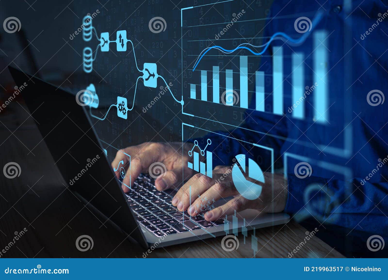 Analyst Working with Business Analytics and Data Management System on