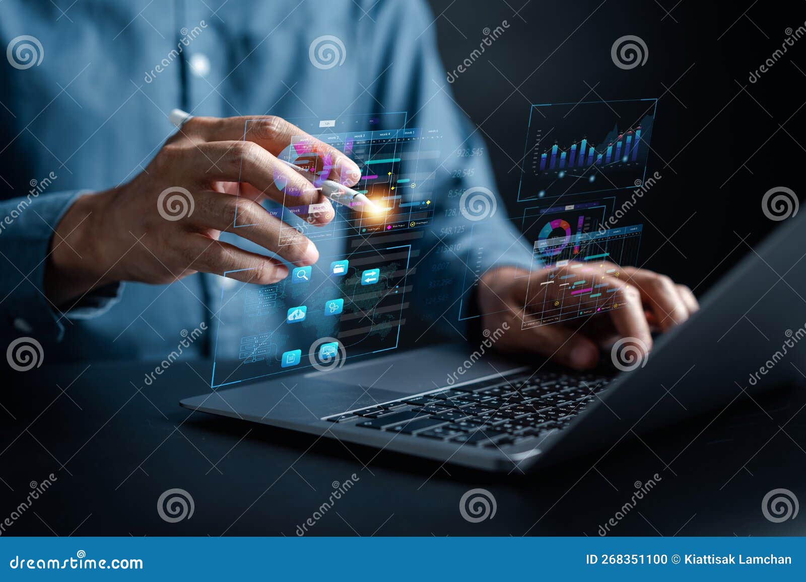 Analyst Working with Computer in Business Analytics and Data Management