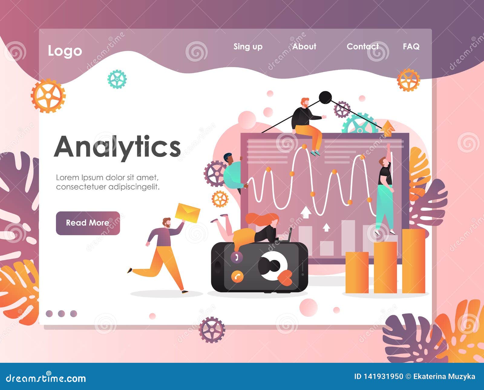 Analytics Vector Website Landing Page Design Template Stock Vector Analytics Vector Website Landing Page Design Template Stock Vector