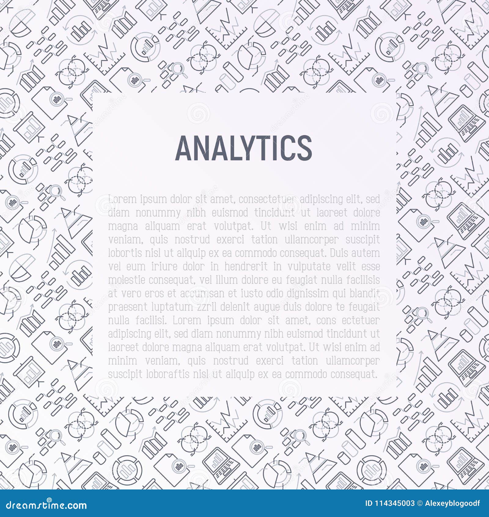 Analyticsbegrepp med den tunna linjen symboler: diagram, kartlägga, statistik, pyramiden, affärsanalys Modern vektorillustration för banret, webbsida, tryckmassmedia