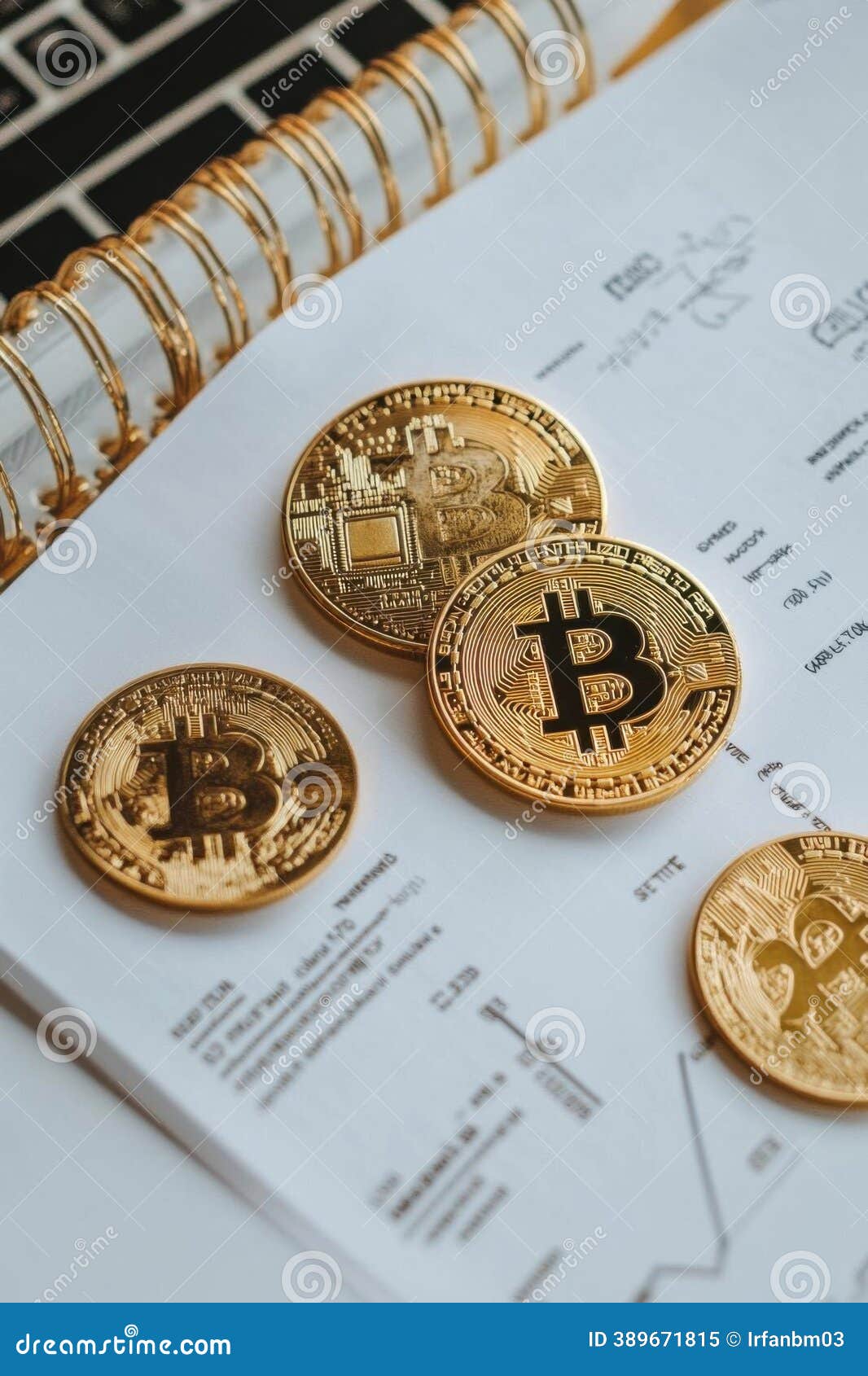 Analyze Crypto Coins and Note in Notebook with Golden Currency Concept  Stock Image - Image of diagram, banking: 389671815