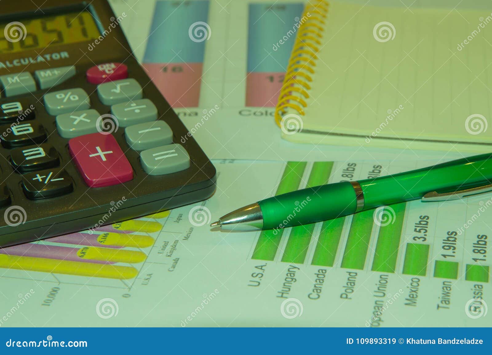 Analyzing Financial Data and Counting on Calculator Stock Image Image