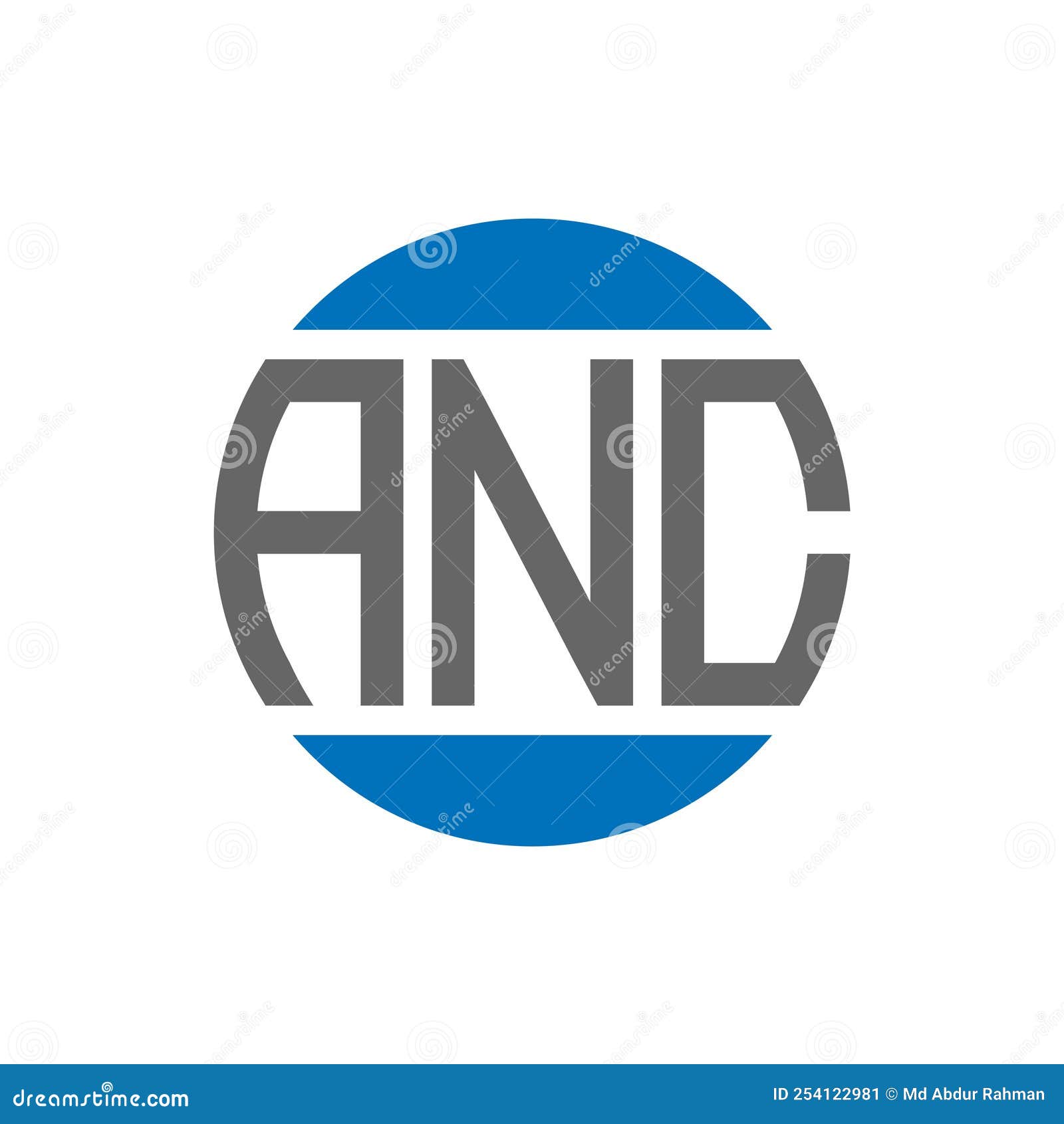 anc letter logo  on white background. anc creative initials circle logo concept