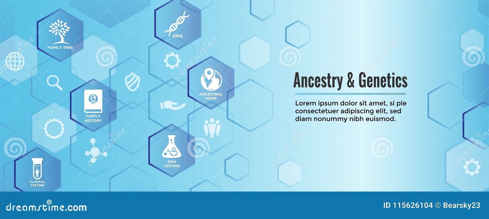 ancestry or genealogy icon set web banner w family tree album, f