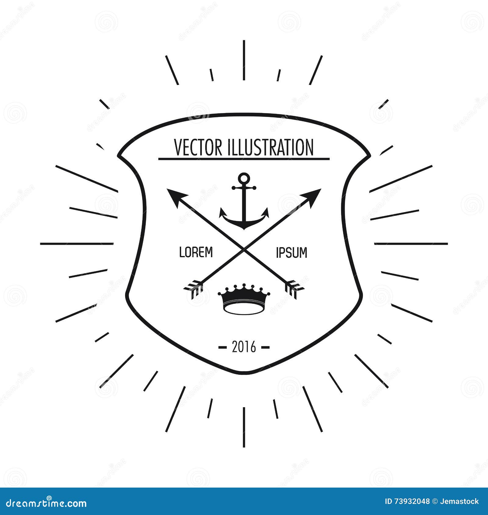 Anchor and Arrow Icon. Hipster Style Design. Vector Graphic Stock