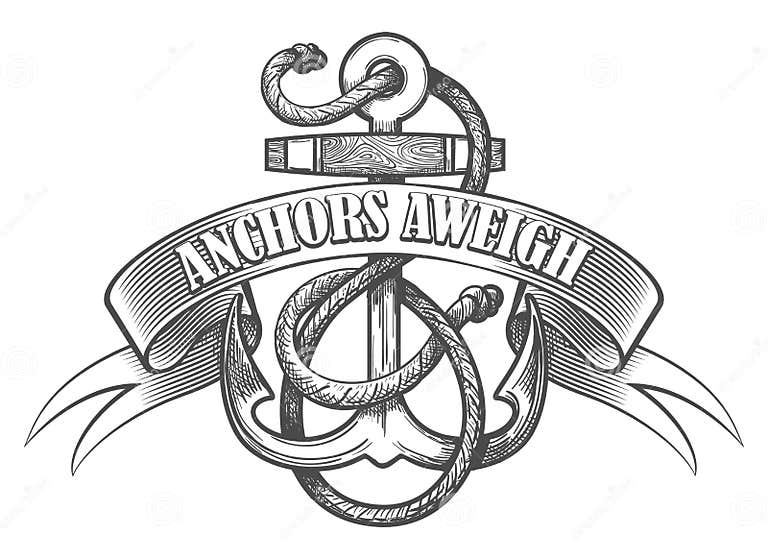 Anchor Aweigh Tattoo Emblem Stock Vector Illustration of decoration