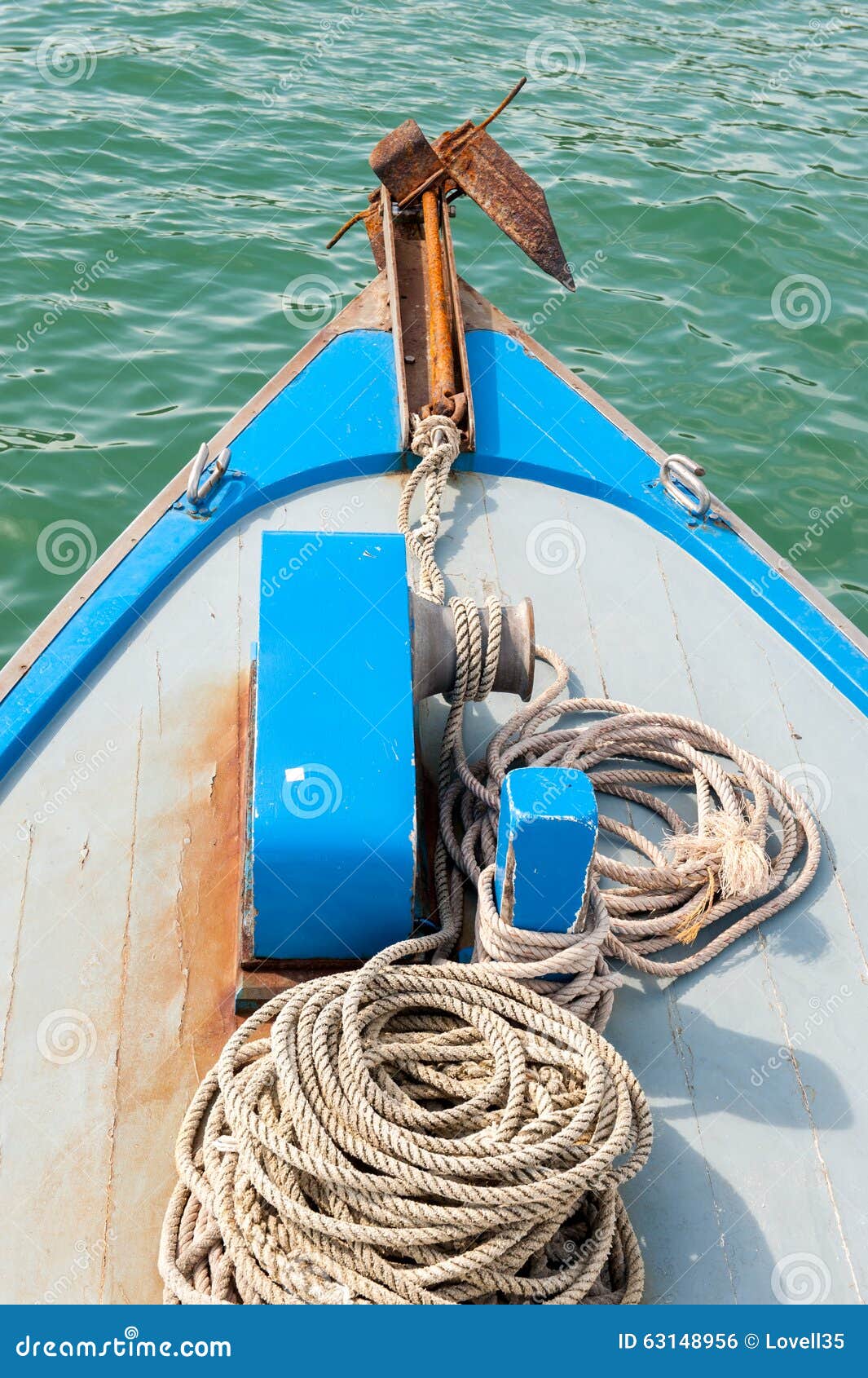 Anchor on boat stock photo. Image of rope, boat, float 63148956
