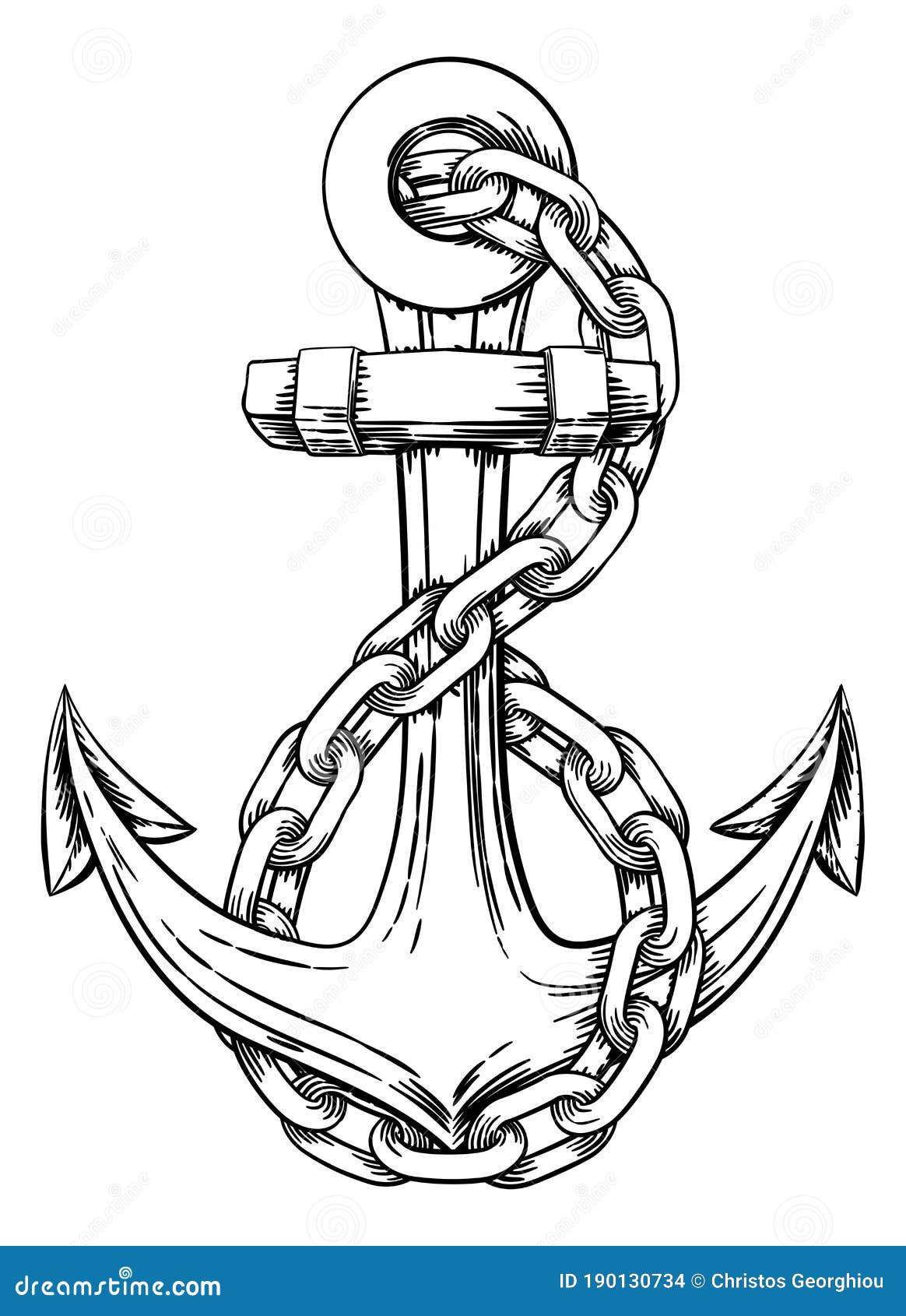 Anchor from Boat or Ship Tattoo Drawing Stock Vector - Illustration of ...