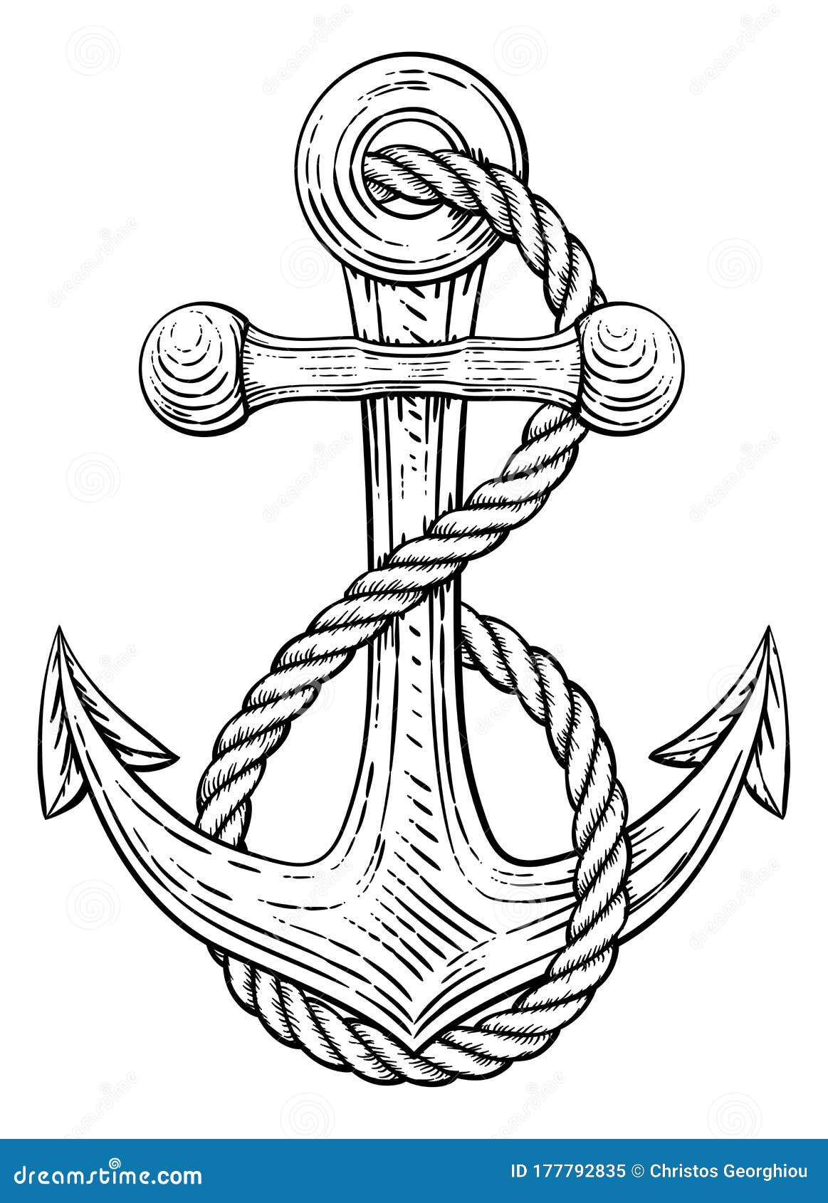 Anchor from Boat or Ship Tattoo Drawing Stock Vector - Illustration of ...