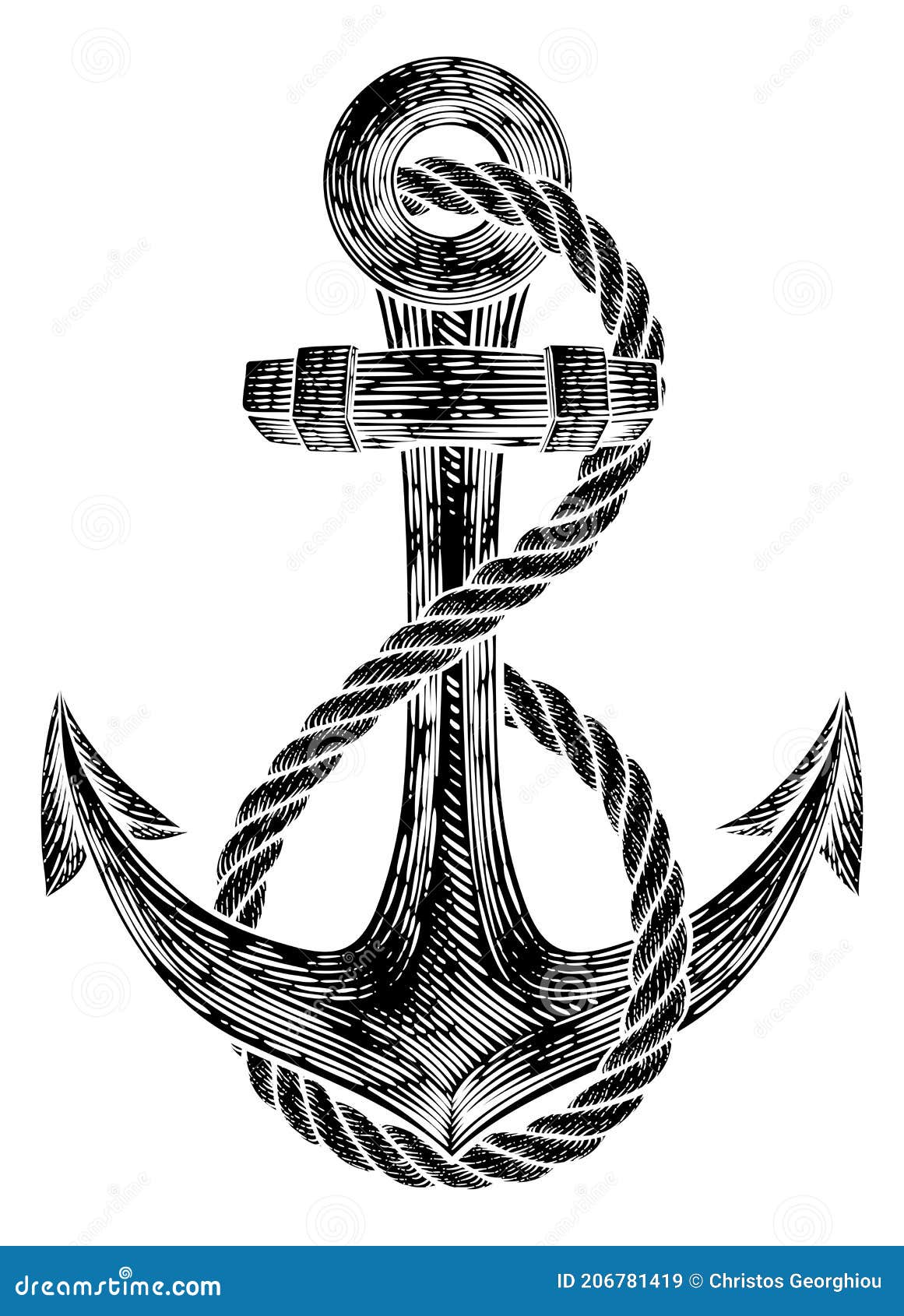 Anchor from Boat or Ship Tattoo Drawing Stock Vector - Illustration of  sailor, black: 206781419