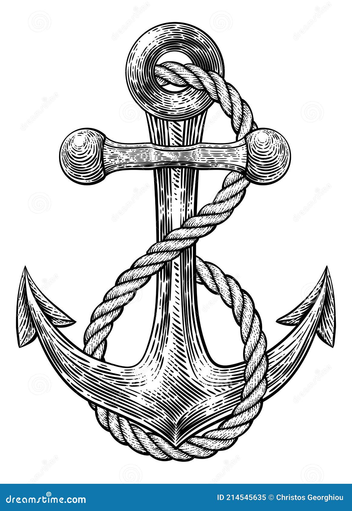 Anchor from Boat or Ship Tattoo Drawing Stock Vector - Illustration of ...