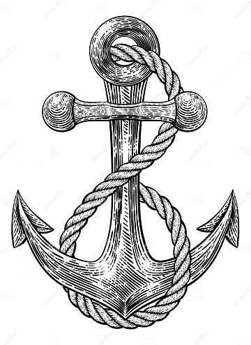 Anchor from Boat or Ship Tattoo Drawing Stock Vector - Illustration of ...