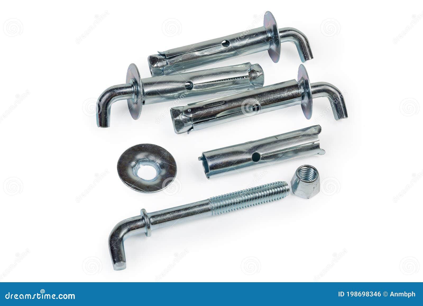 Components of the Wall Anchor Hook and Same Assembled Anchors Stock Photo Image of