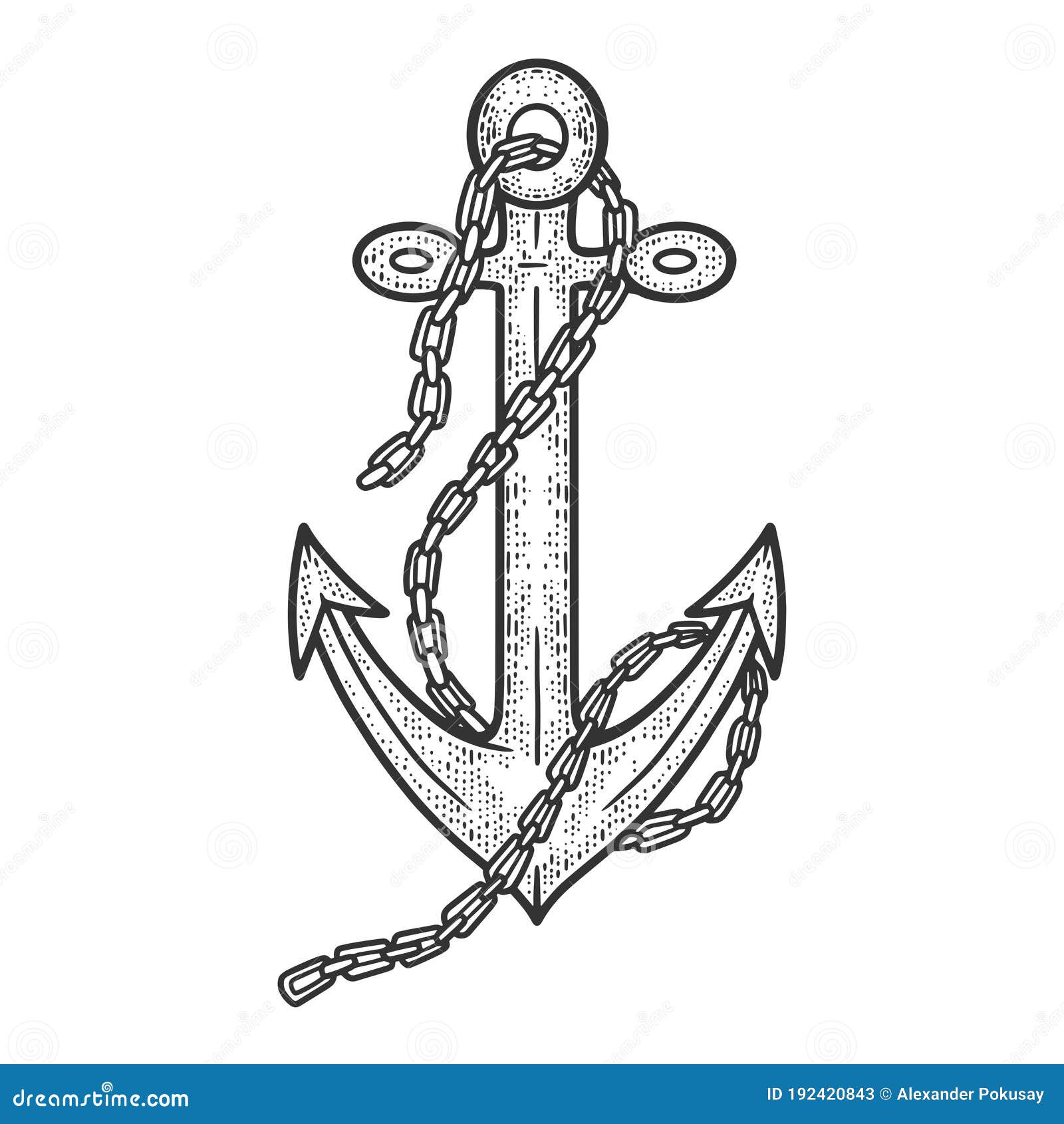 Anchor with Chain Sketch Vector Illustration Stock Vector ...