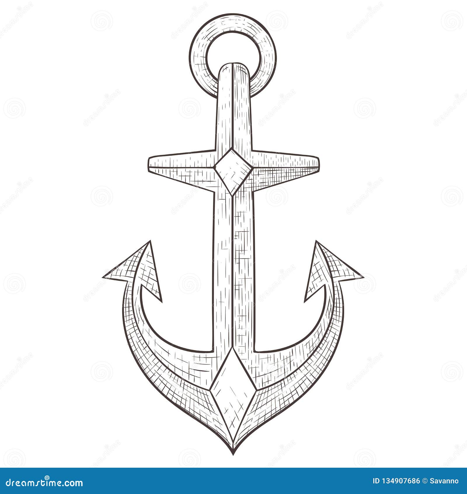 Anchor. Hand drawn sketch stock vector. Illustration of object - 134907686