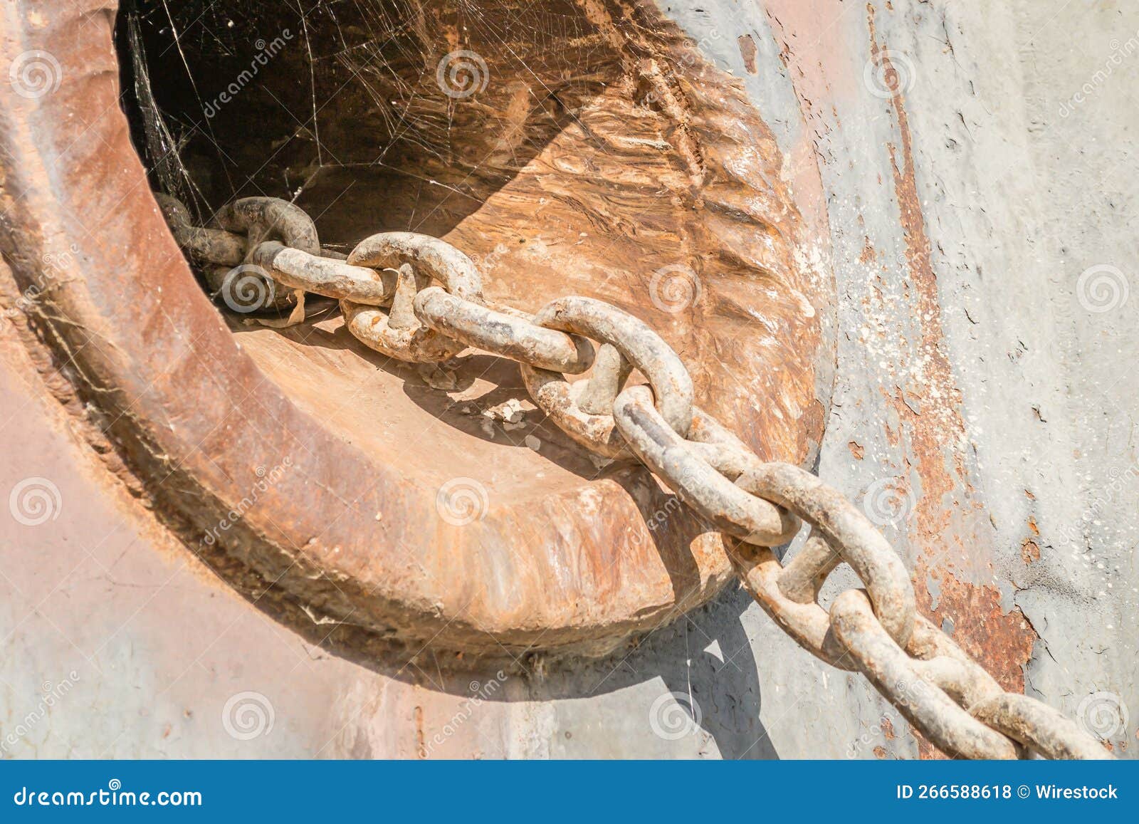 Anchor Hole with a Chain of an Old Stranded Ship Stock Photo Image of