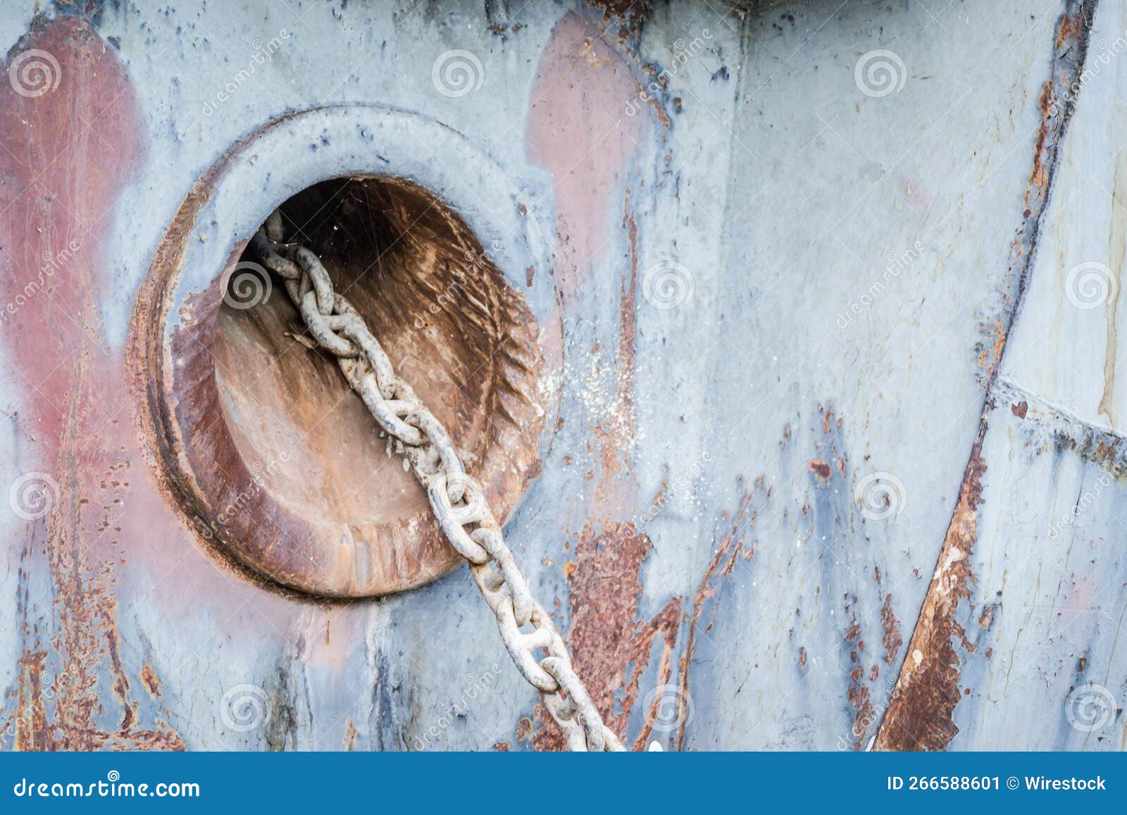 Anchor Hole with a Chain of an Old Stranded Ship Stock Image Image of