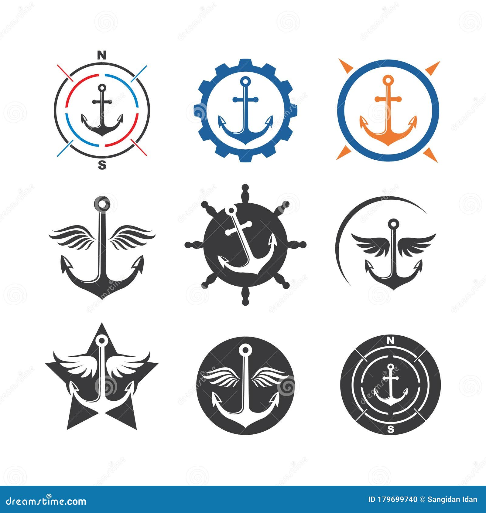 Anchor Icon Logo Vector Illustration Stock Vector - Illustration of ...