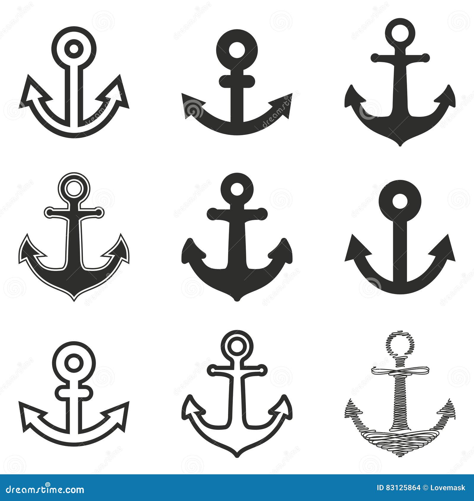 Anchor icon set. stock vector. Illustration of graphic - 83125864