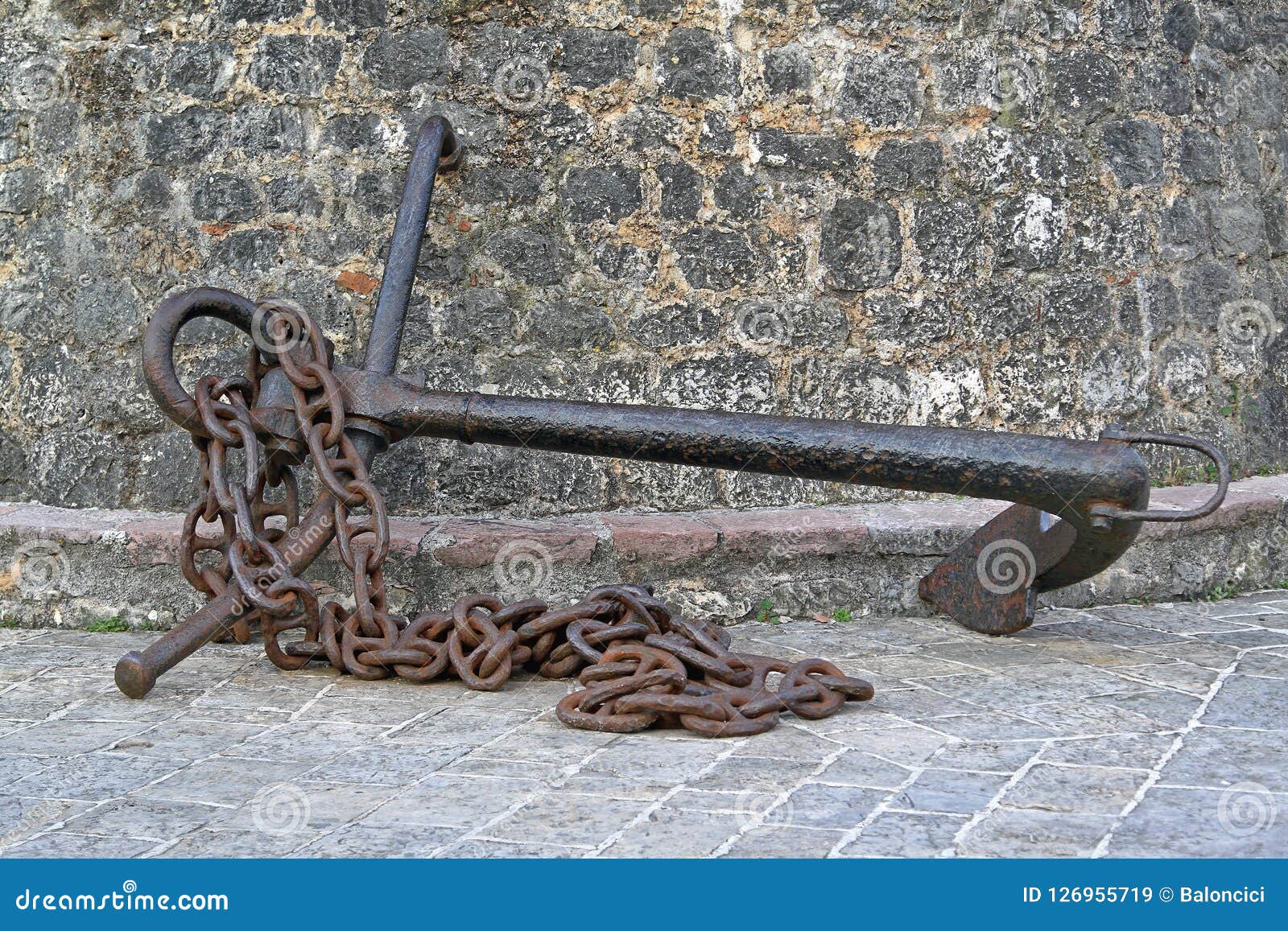 Anchor Iron with Chain stock image. Image of boat, chain 126955719