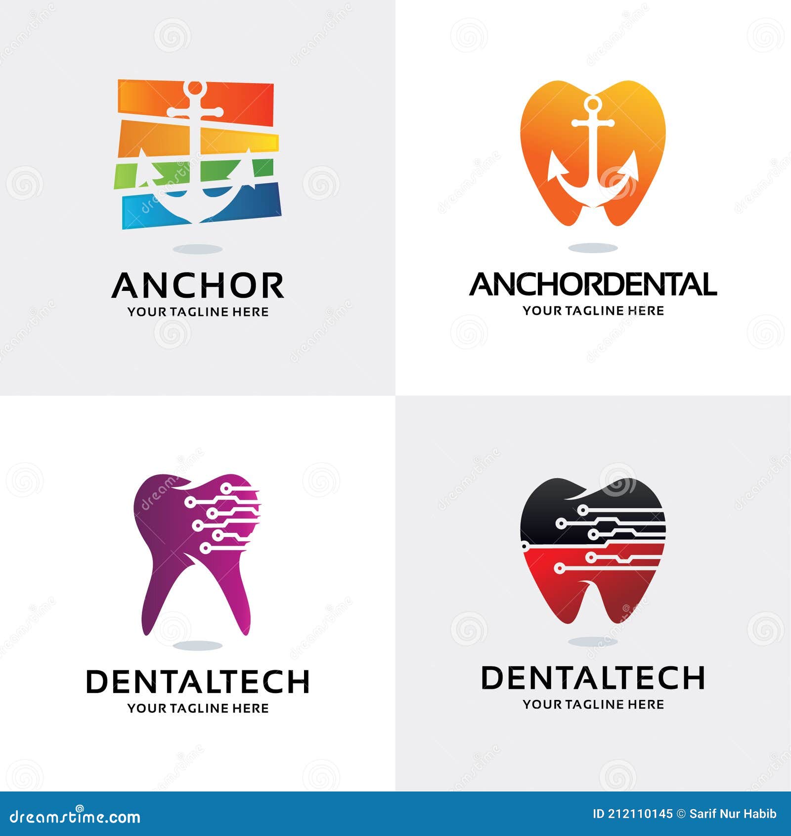 Anchor Logo. Dental Technology Logo Set Design Template Collection