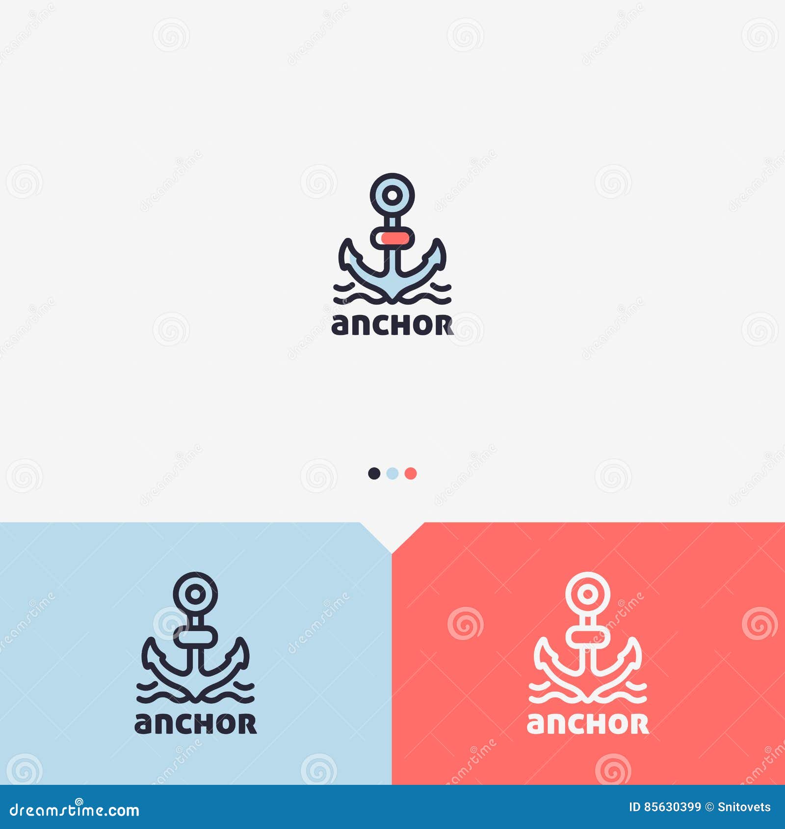 Anchor Logo Design Template. Simple And Clean Outline Style. Color And