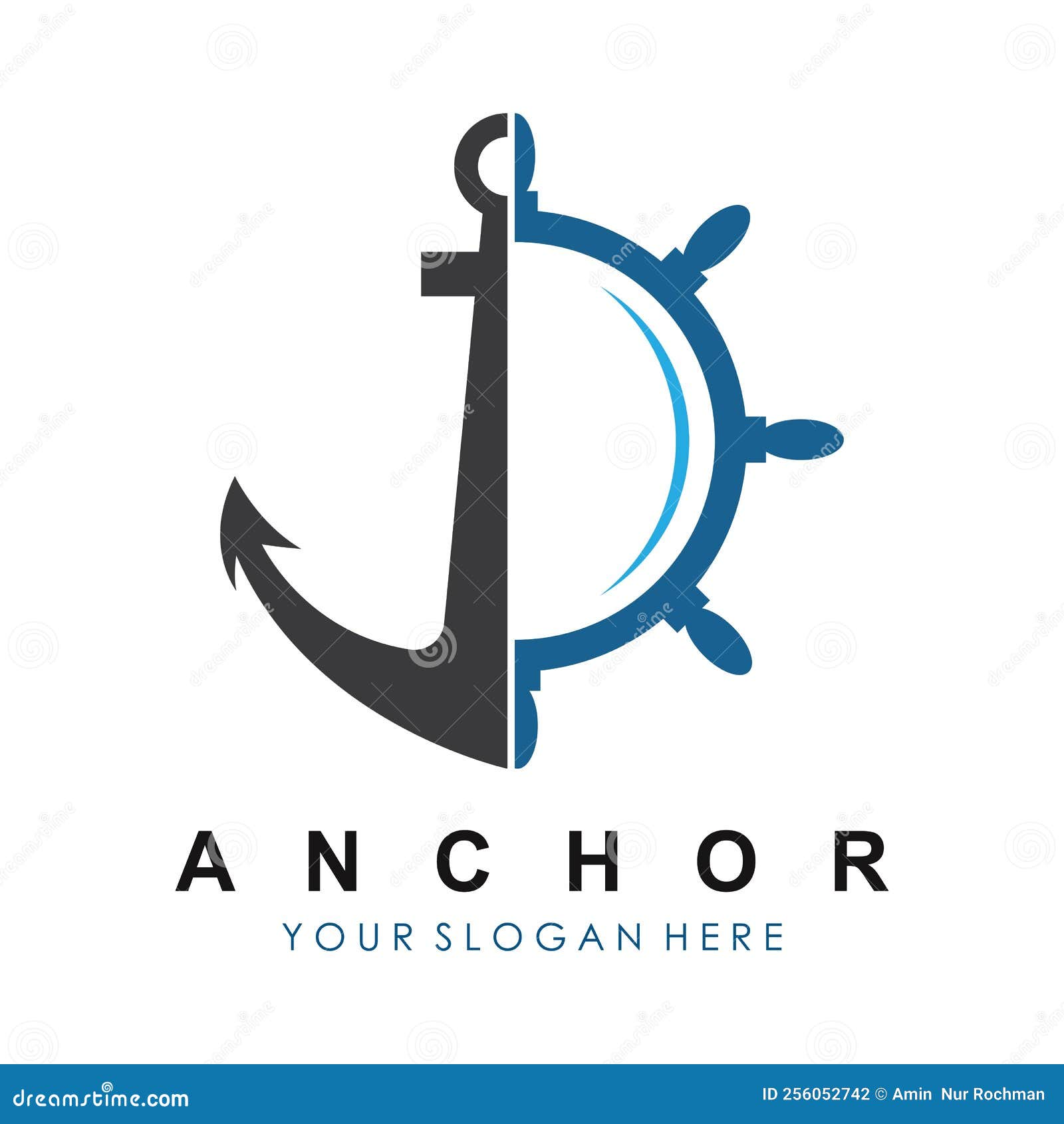 Anchor Logo Illustration Template Vector Design Stock Vector Illustration of yacht, marin