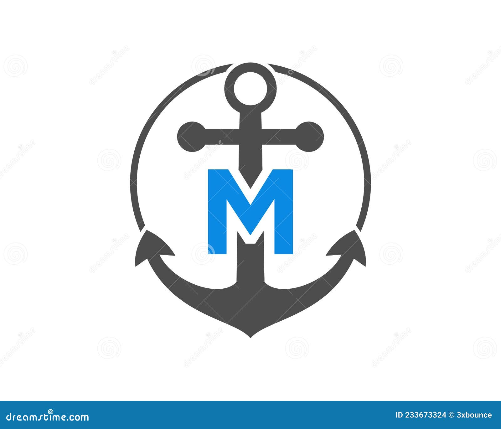 Anchor Logo with M Letter Concept. Initial M Letter with Anchor