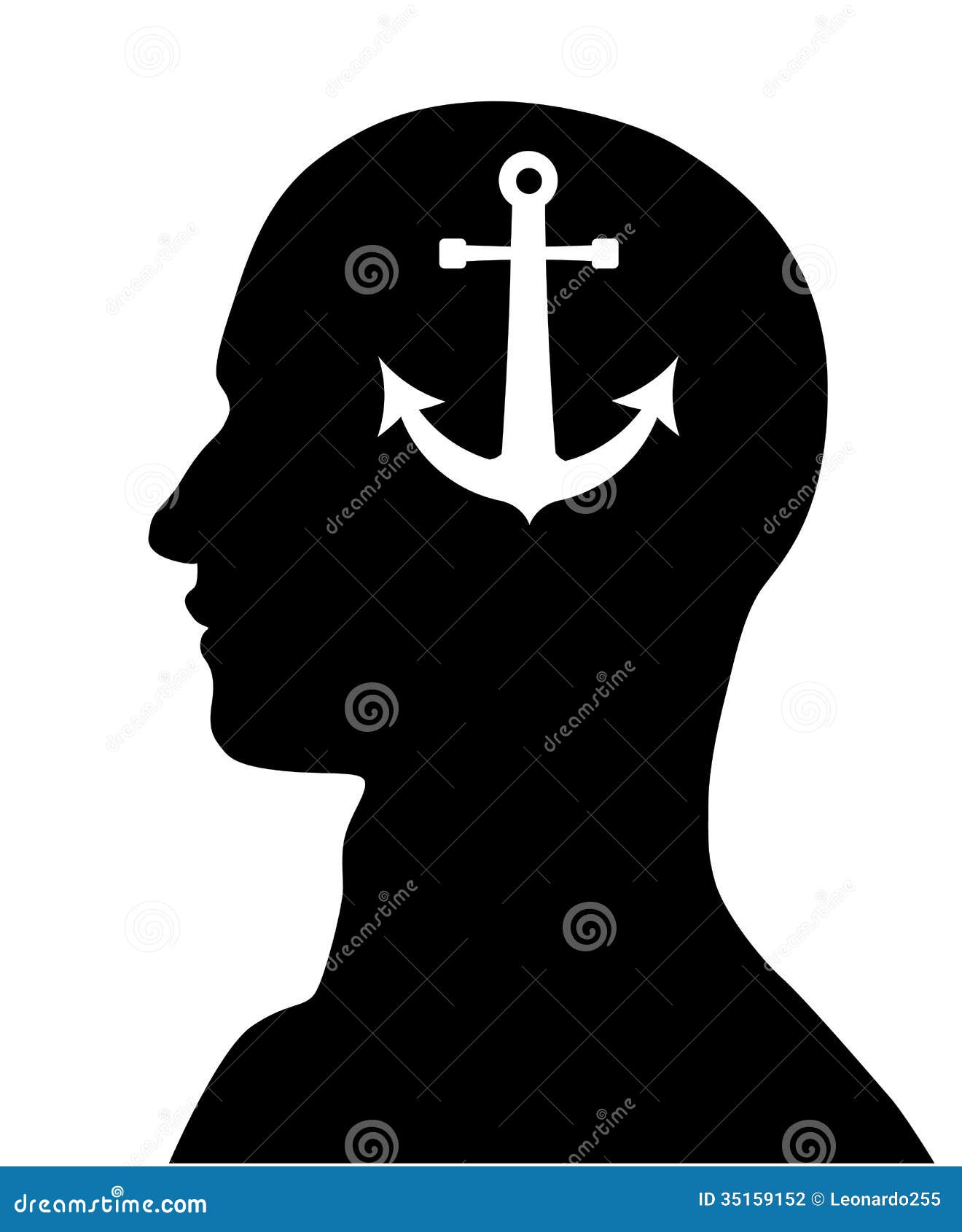 Anchor in the mens head stock vector. Illustration of people 35159152