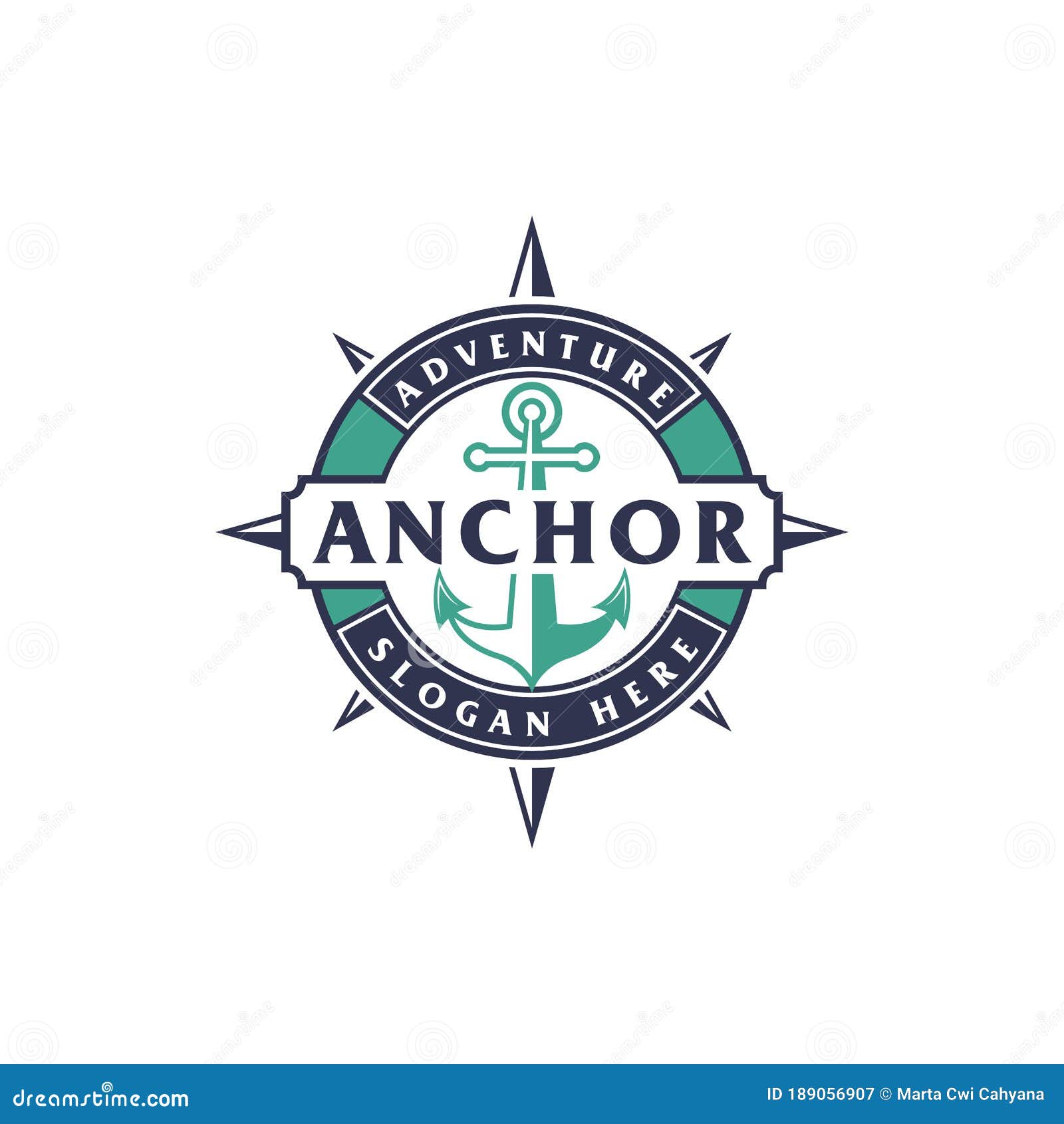 Anchor Nautical Marine Circle Seal Logo Design with Text Stock Vector