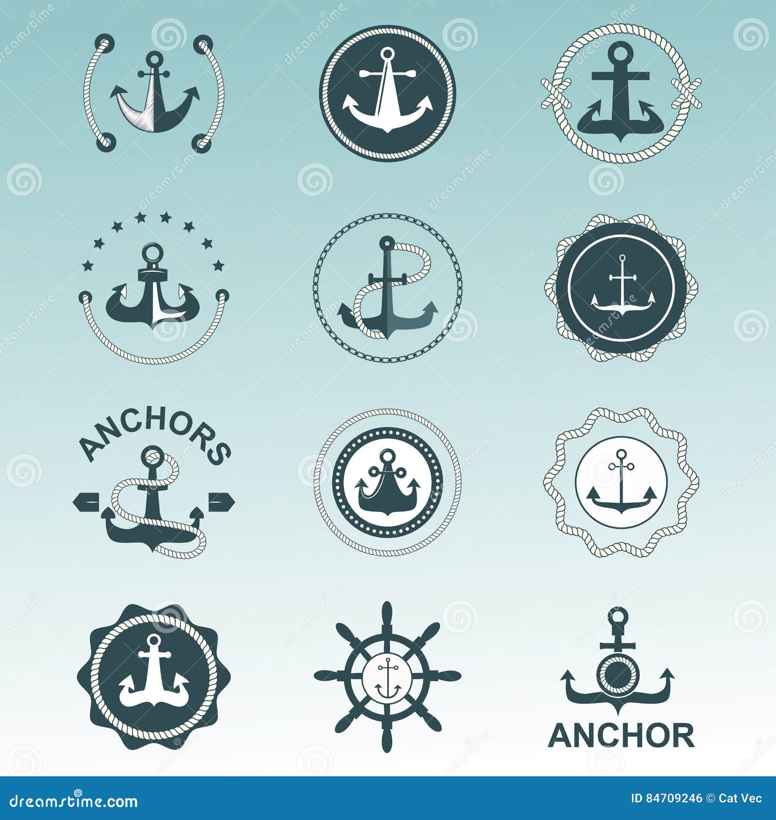 Anchor Nautical Symbols Vector Badges. Stock Vector - Illustration of ...