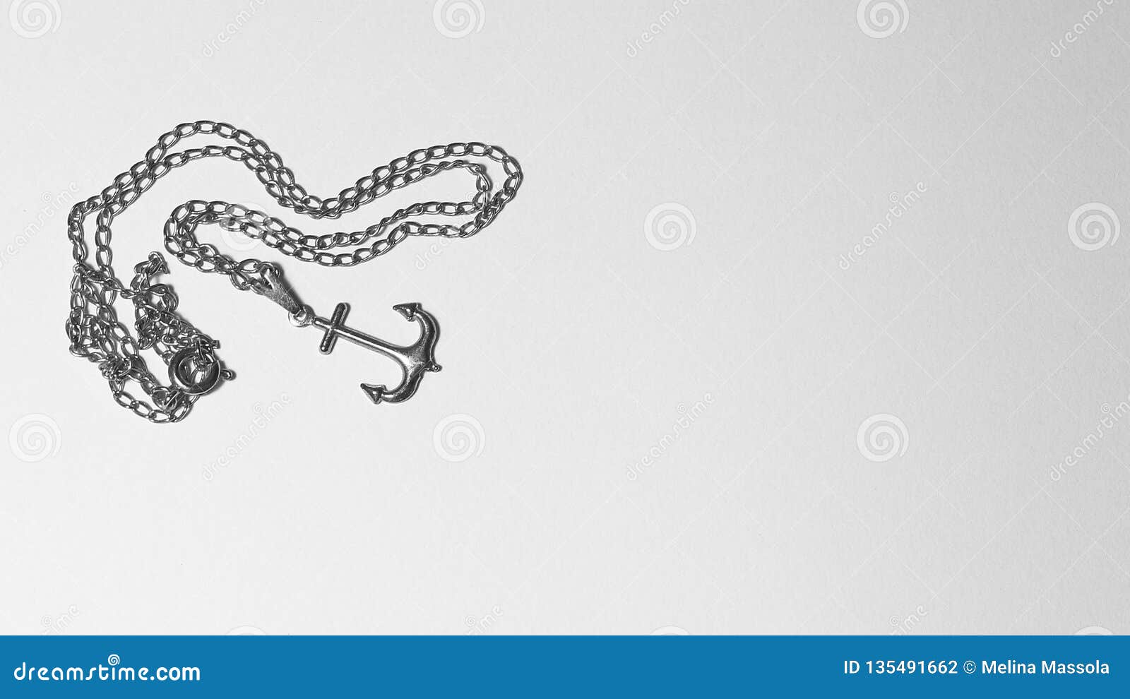 anchor necklace pendant in black and white picture