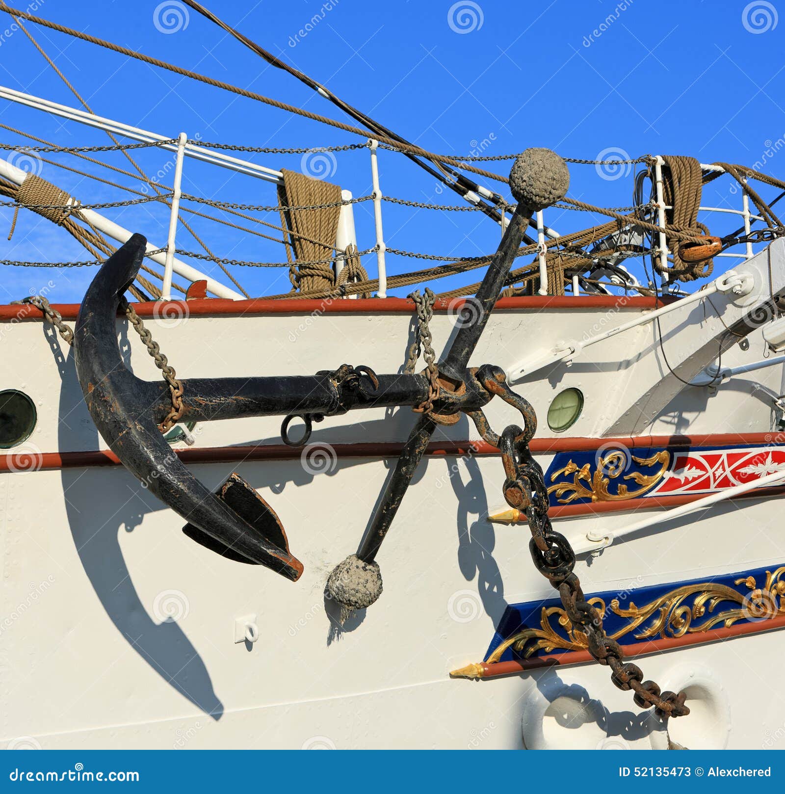 Anchor of old sailing ship stock image. Image of ...