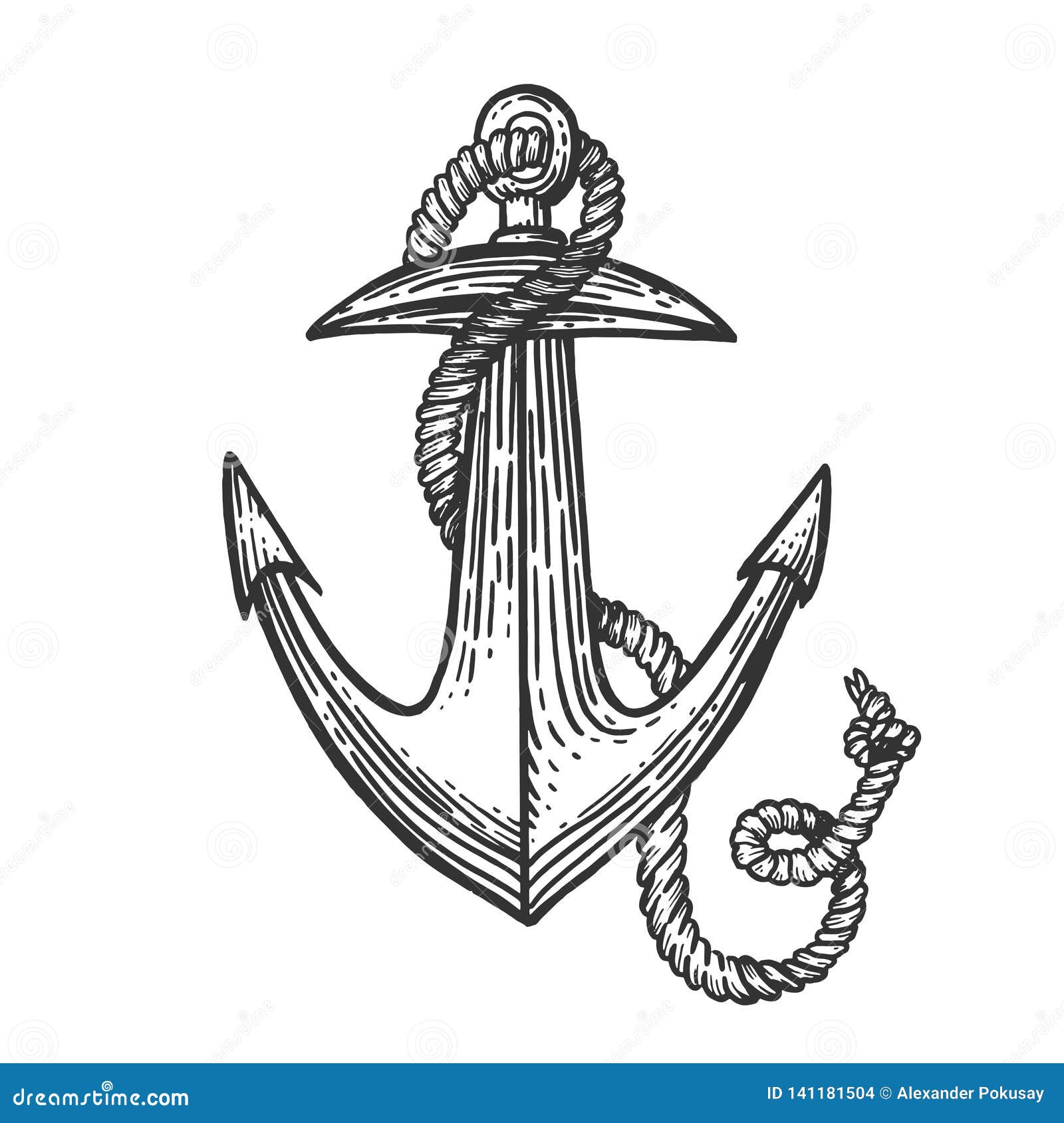 Anchor and Rope Engraving Style Vector Stock Vector - Illustration of ...