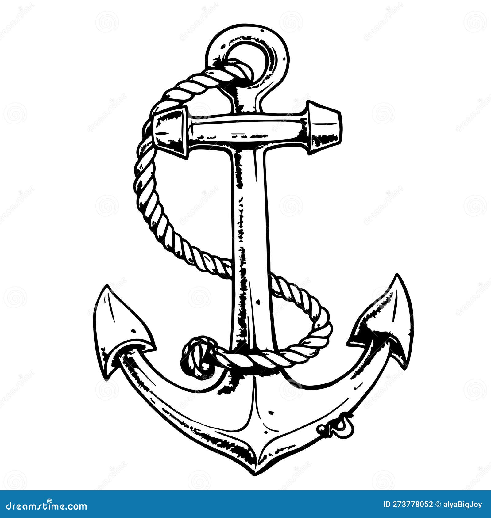 Anchor with Rope Hand Drawn Sketch Vector Illustration Stock Vector ...