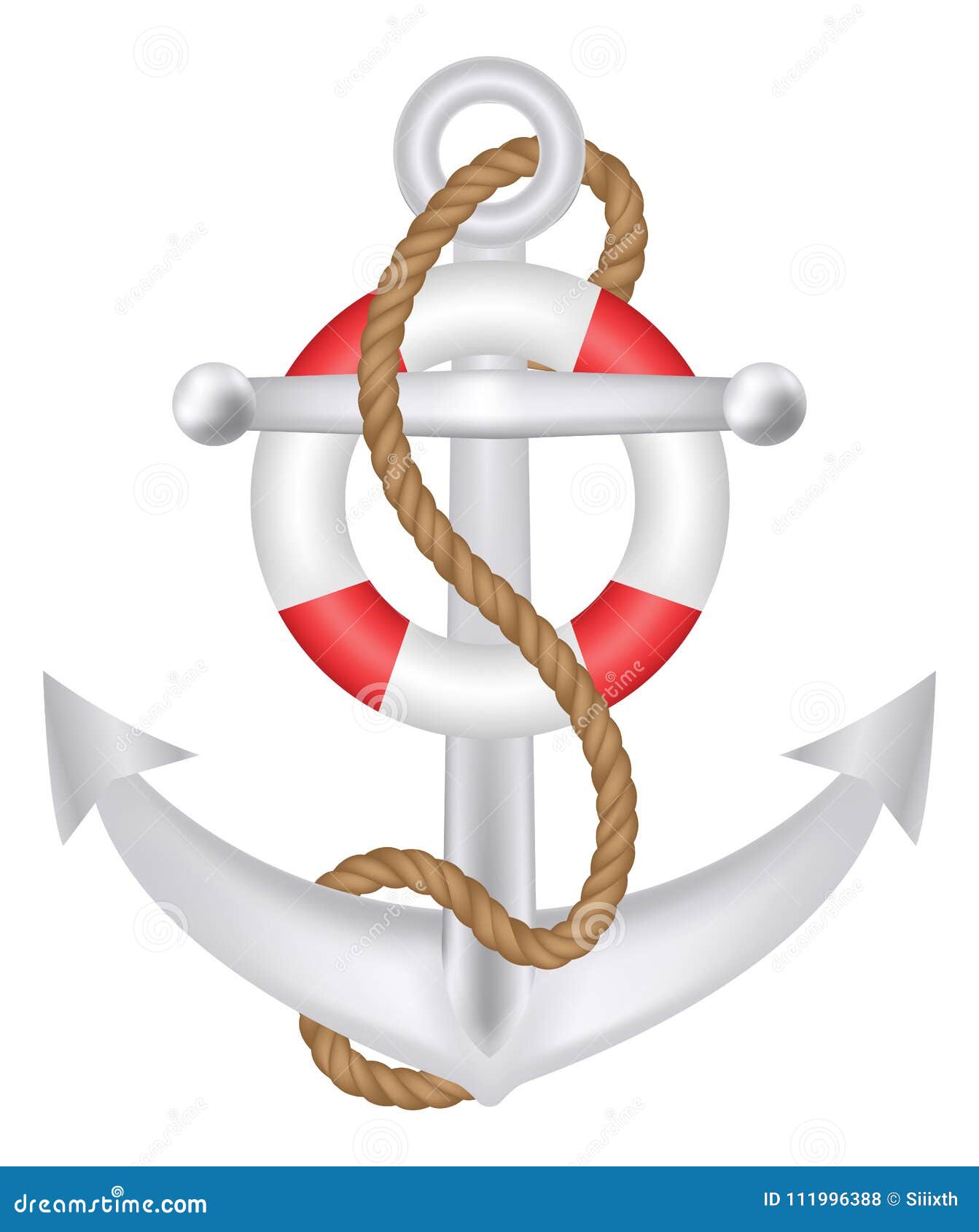 Anchor with Rope and Safety Ring Logo Vector Stock Vector