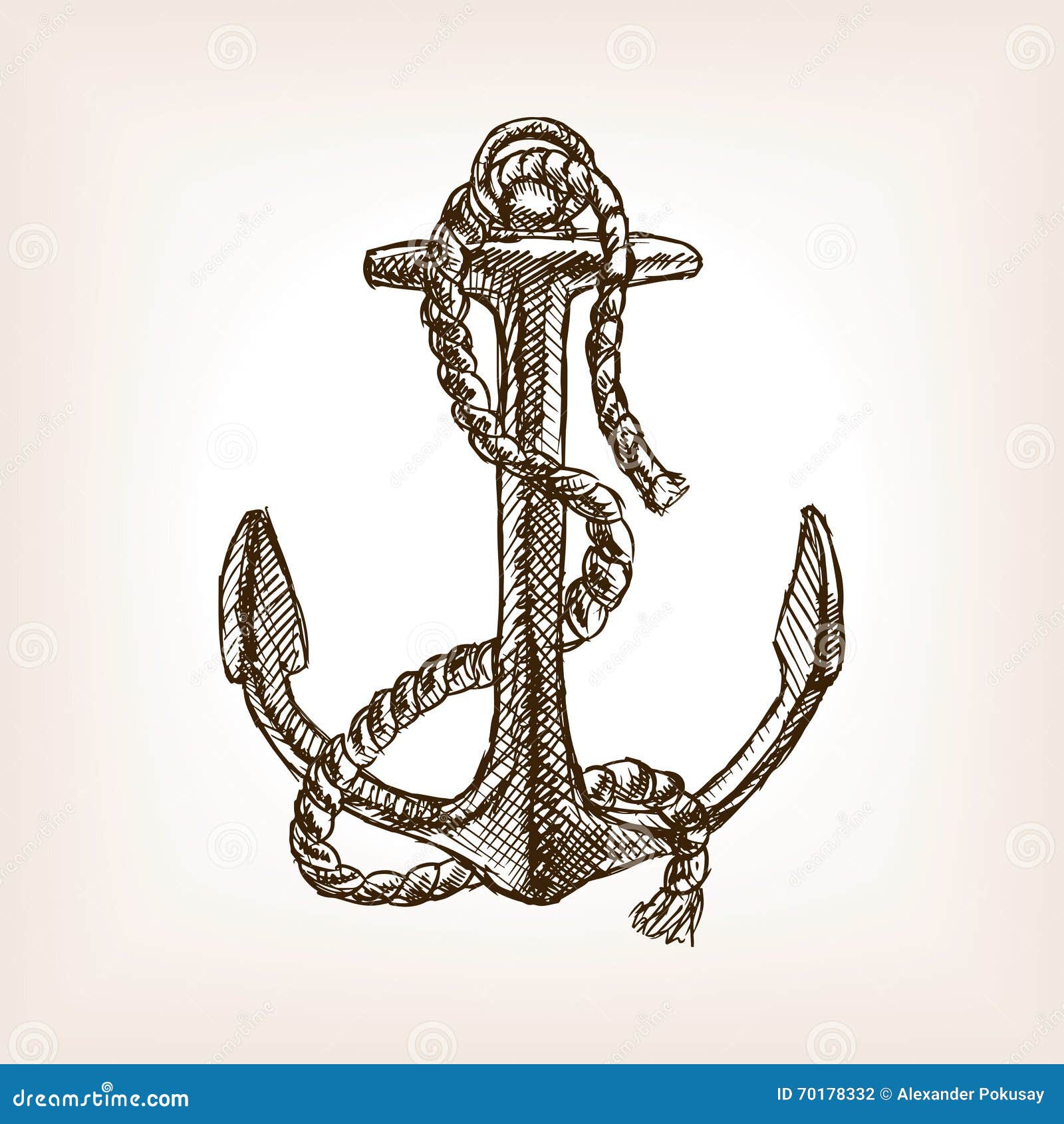 Anchor and Rope Sketch Style Vector Illustration Stock Vector ...