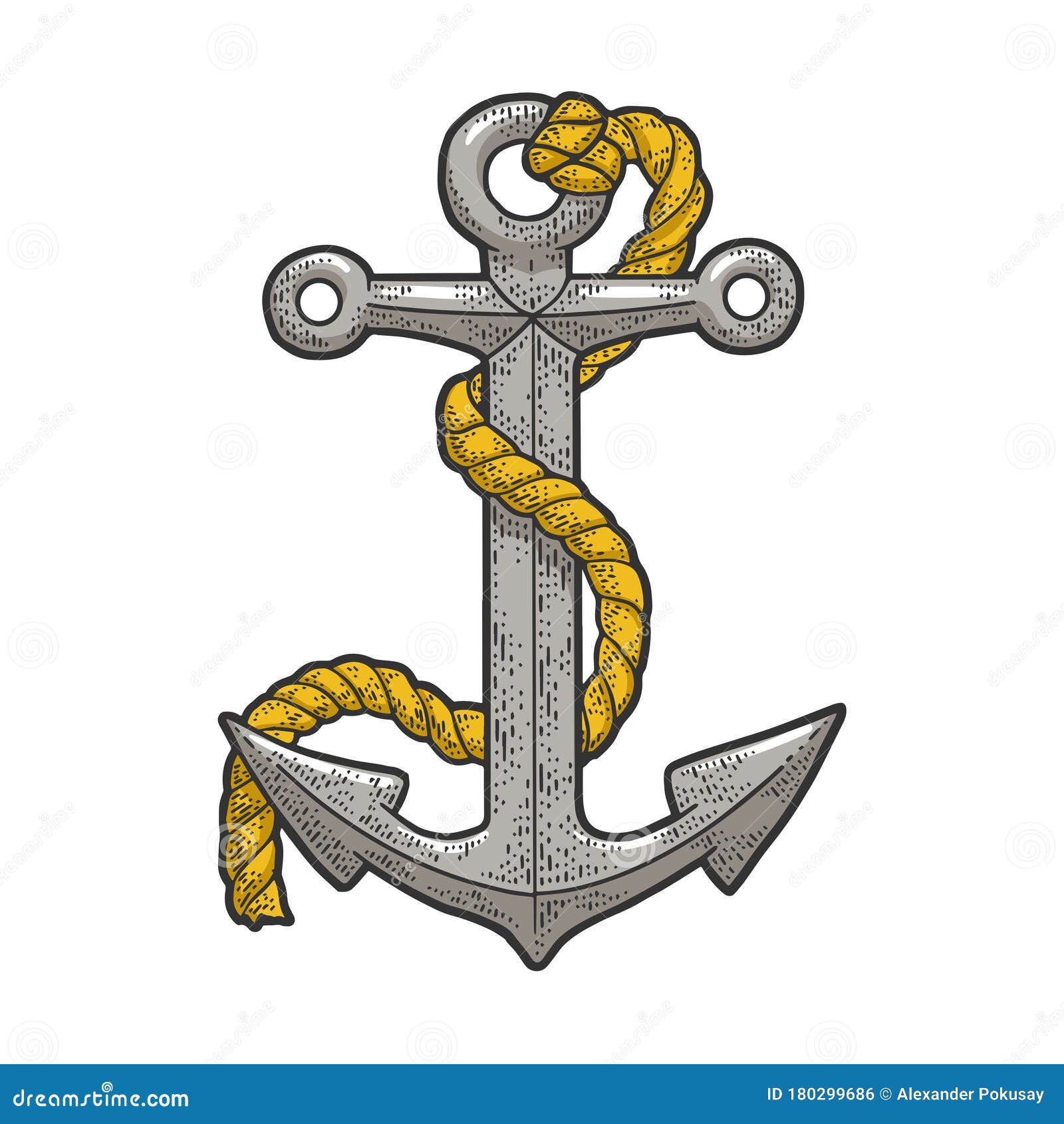 Anchor and Rope Sketch Vector Illustration Stock Vector - Illustration ...