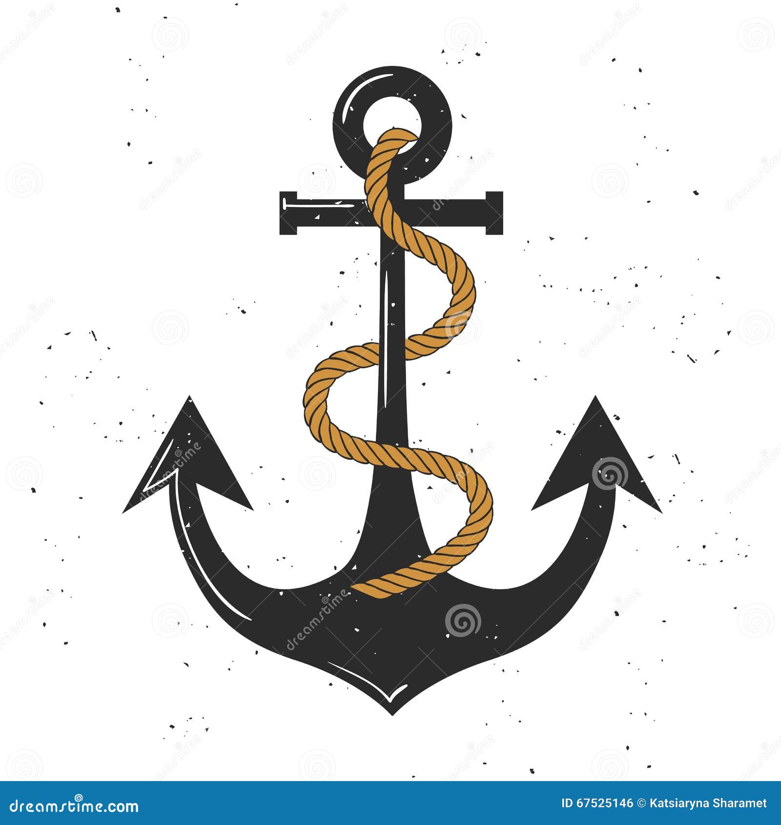 Anchor with rope stock vector. Illustration of retro - 67525146