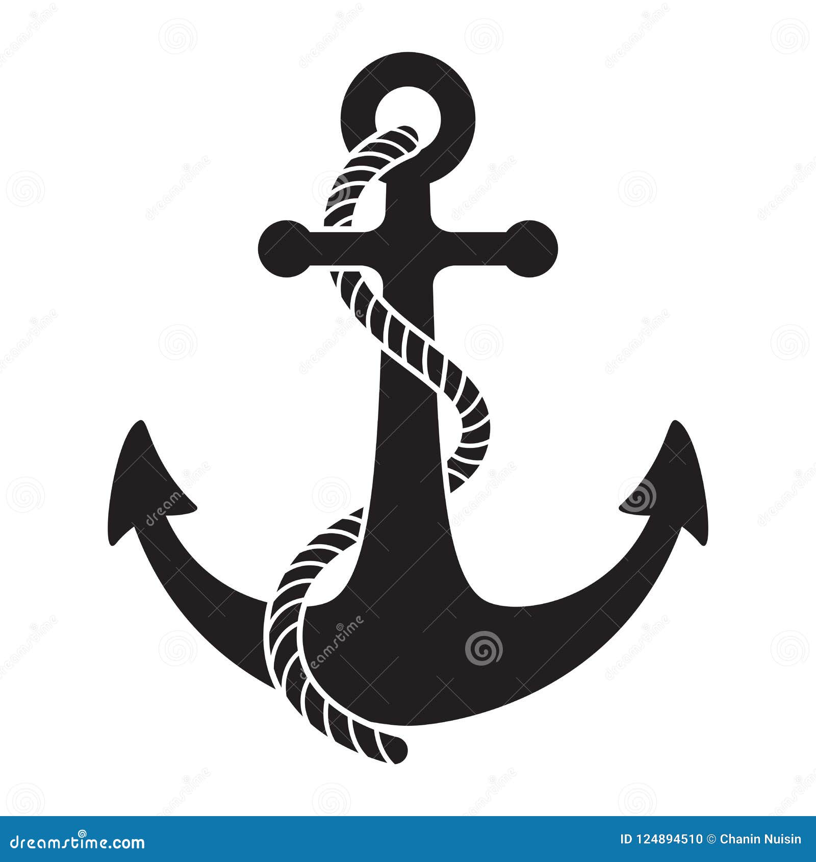 Nautical Anchor, Sea Ship Rope and Chain Icons, Vectors