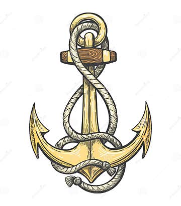 Anchor in Ropes Colorful Tattoo Stock Vector - Illustration of icon ...