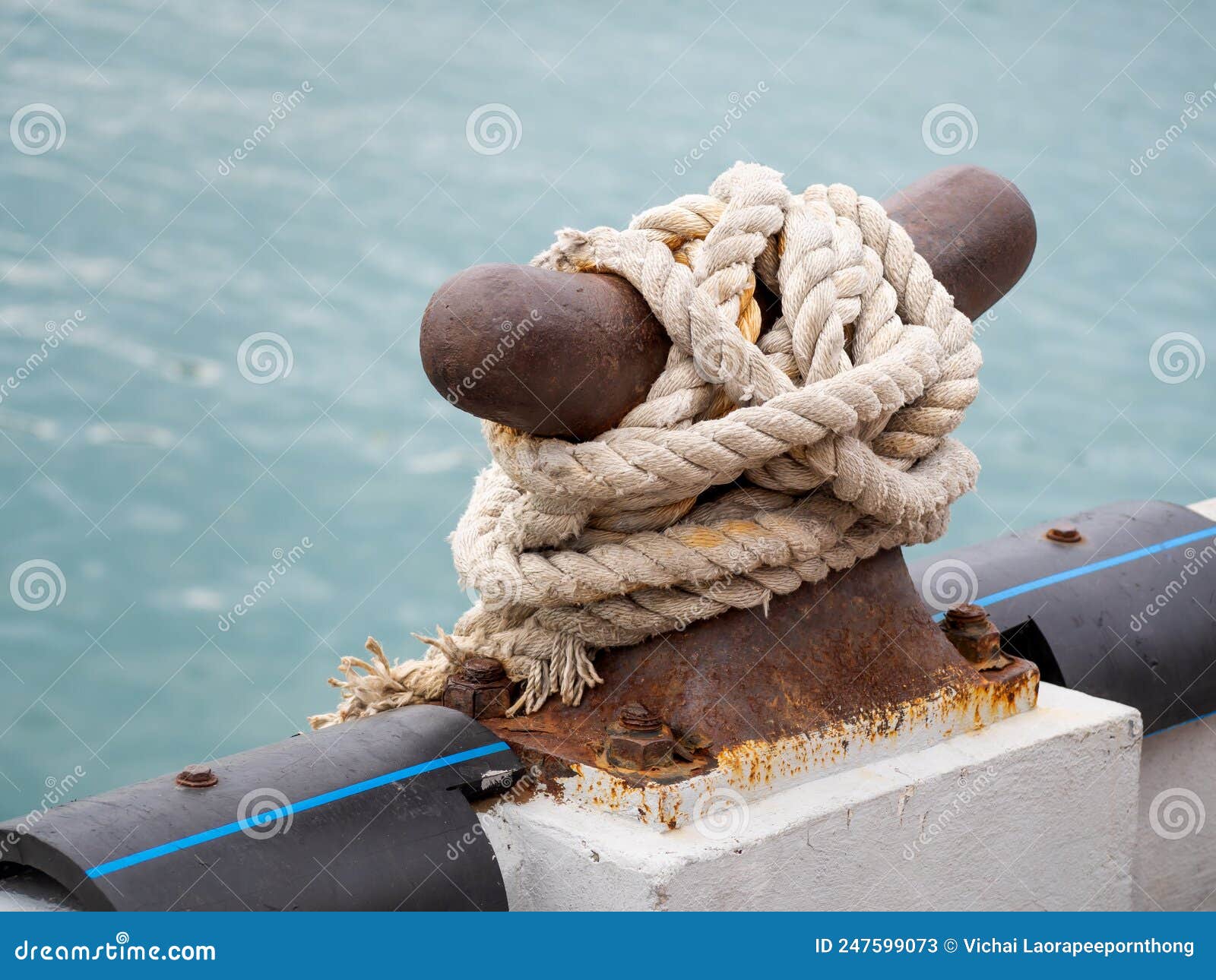 Anchor Ropes and Steel Poles for Tying the Rope . Stock Image - Image of  harbor, deck: 247599073