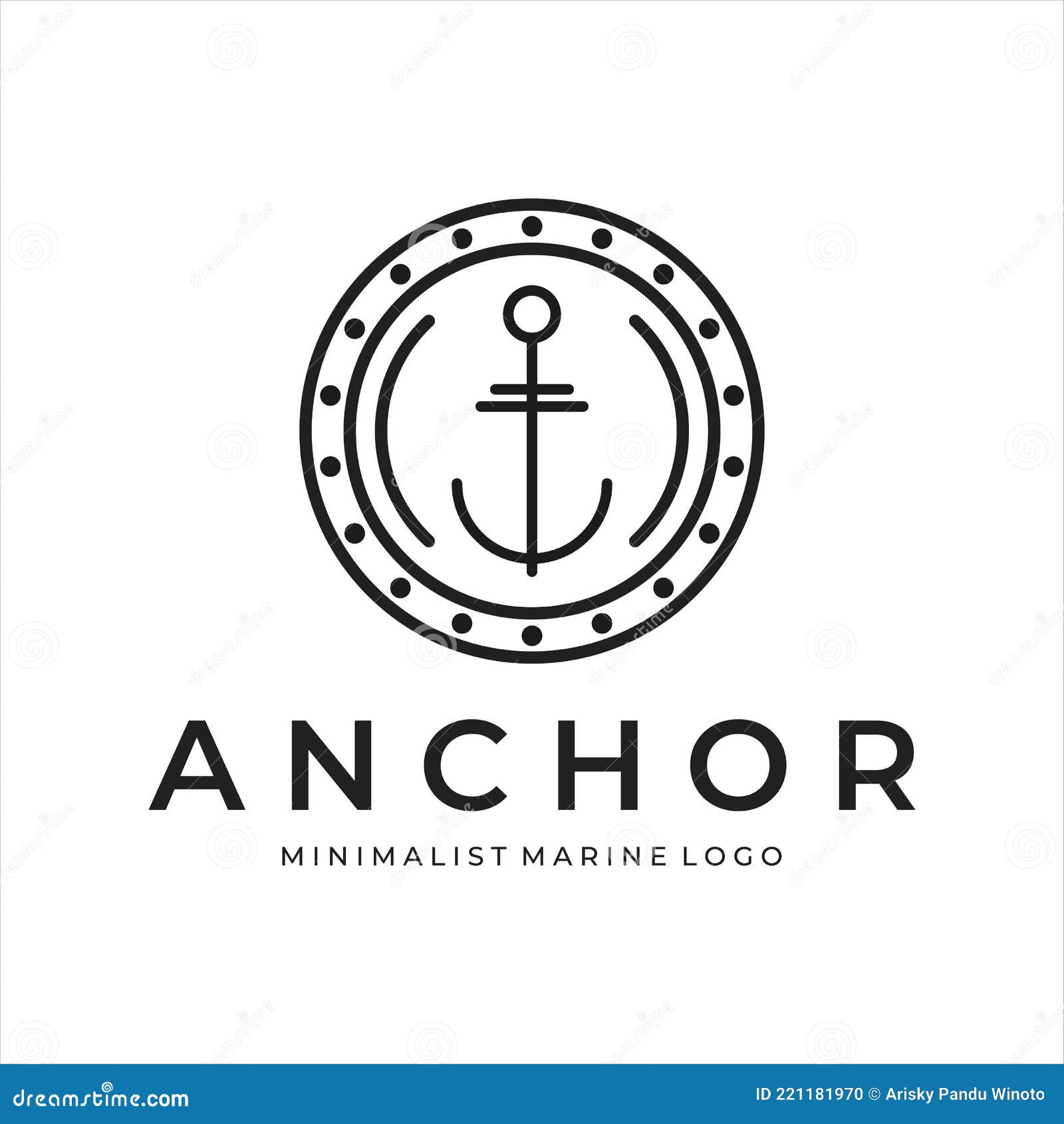 Anchor Ship Logo Minimalist Line Art Icon Illustration Template Design ...