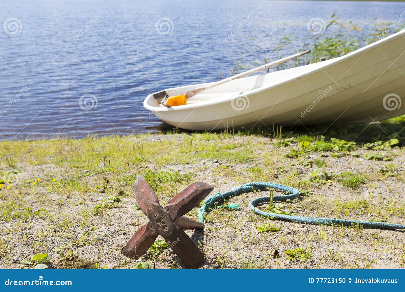 Anchor on the shore. stock photo. Image of dock, pier 77723150