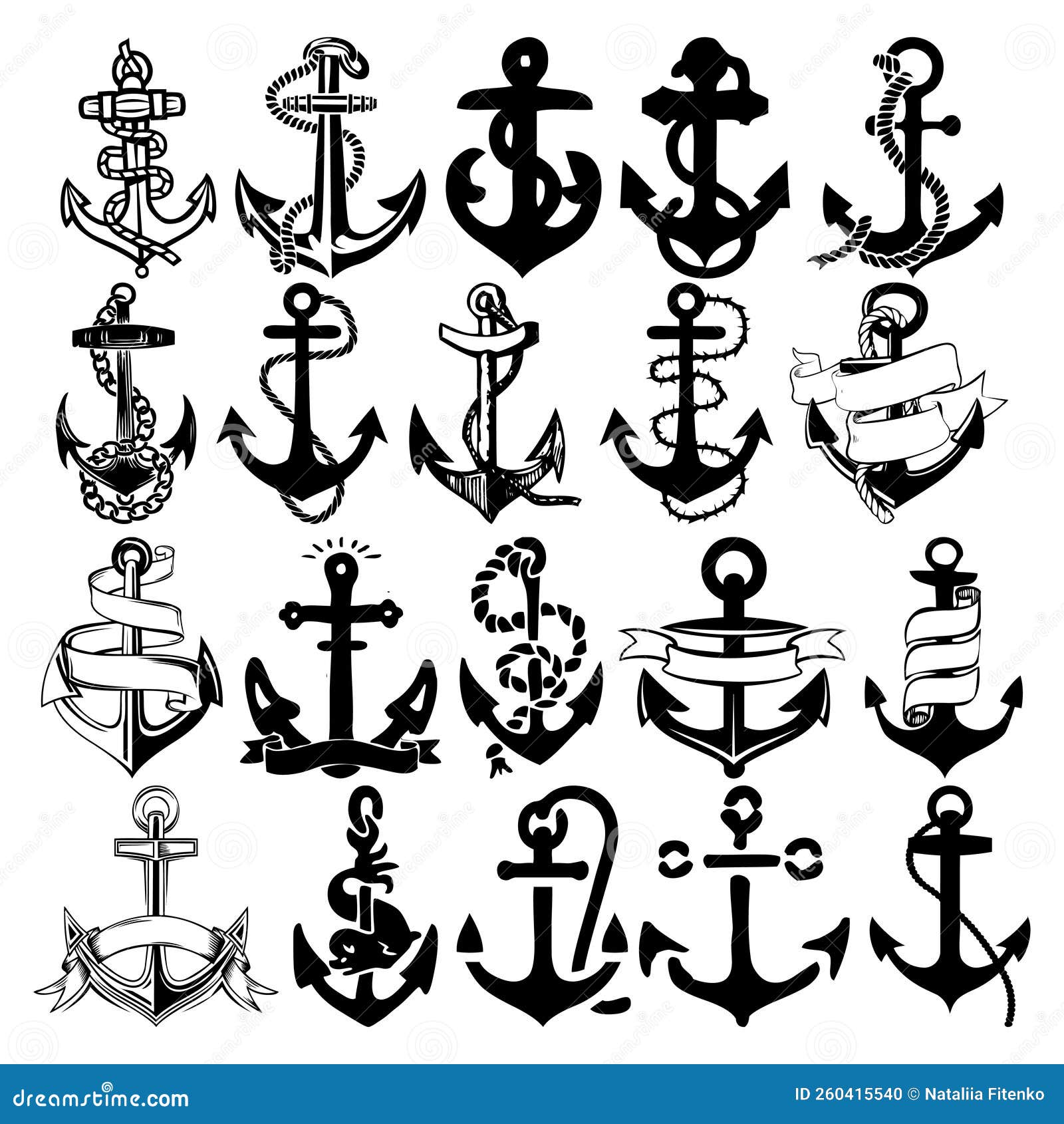 Anchor Symbols Set Illustration.Set of Anchor Symbols or Logo Template ...